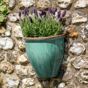 Running Glaze Green 23X25Cm Wall Pot Set Of 2