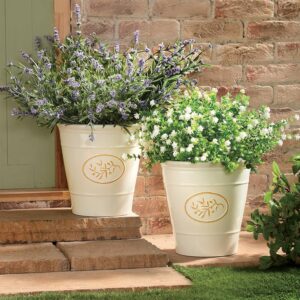 Set 2 Cream Olive Design Planters
