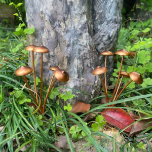 Set Of 2 Copper Finish Mushroom Garden Stake