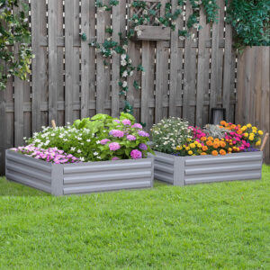 Set Of 2 Raised Garden Bed Grey