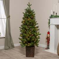 Stirling Pre-Lit PVC Potted Artificial Christmas Tree 4FT