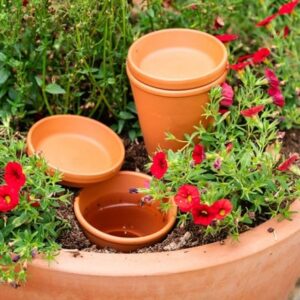 Terracotta pot watering olla with lid - set of 3