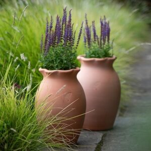 Terracotta ruffle vase pot