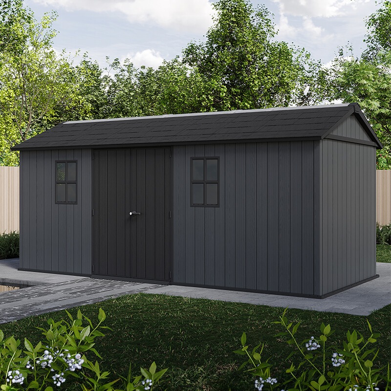 17' x 7'5 Keter Newton Plus Grey Plastic Garden Shed (5.39m x 2.30m)