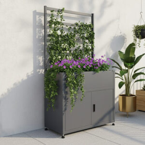 3'3 x 1'7 Trimetals Raised Metal Planter with Storage and Trellis (1.00m x 0.50m)