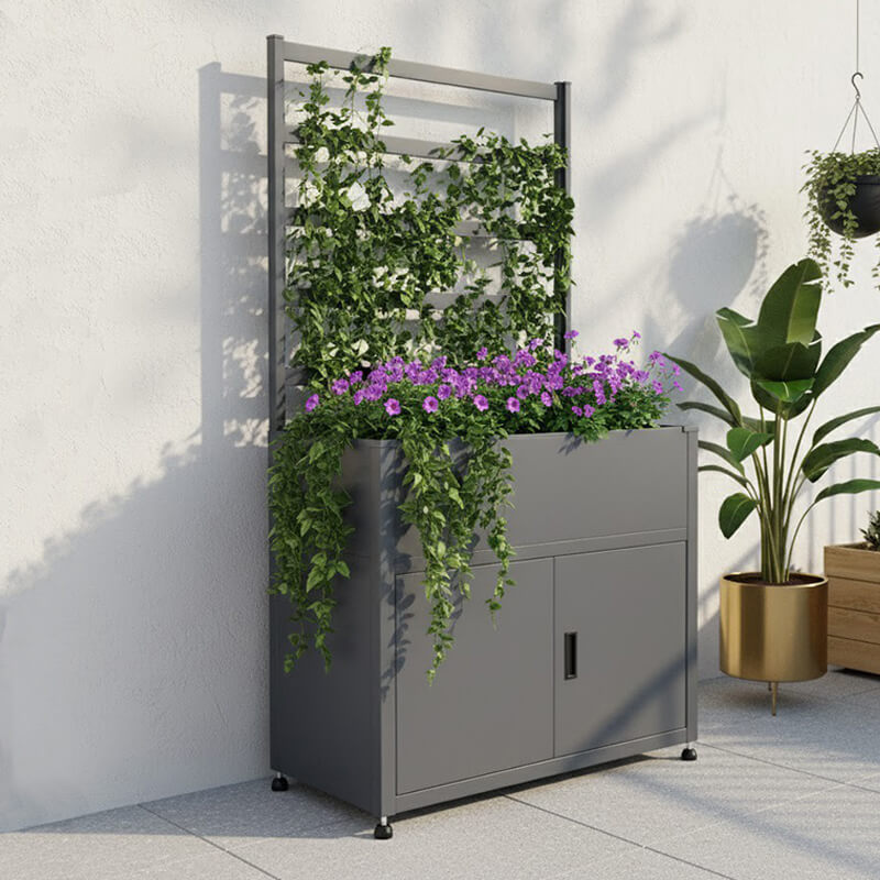 3'3 x 1'7 Trimetals Raised Metal Planter with Storage and Trellis (1.00m x 0.50m)
