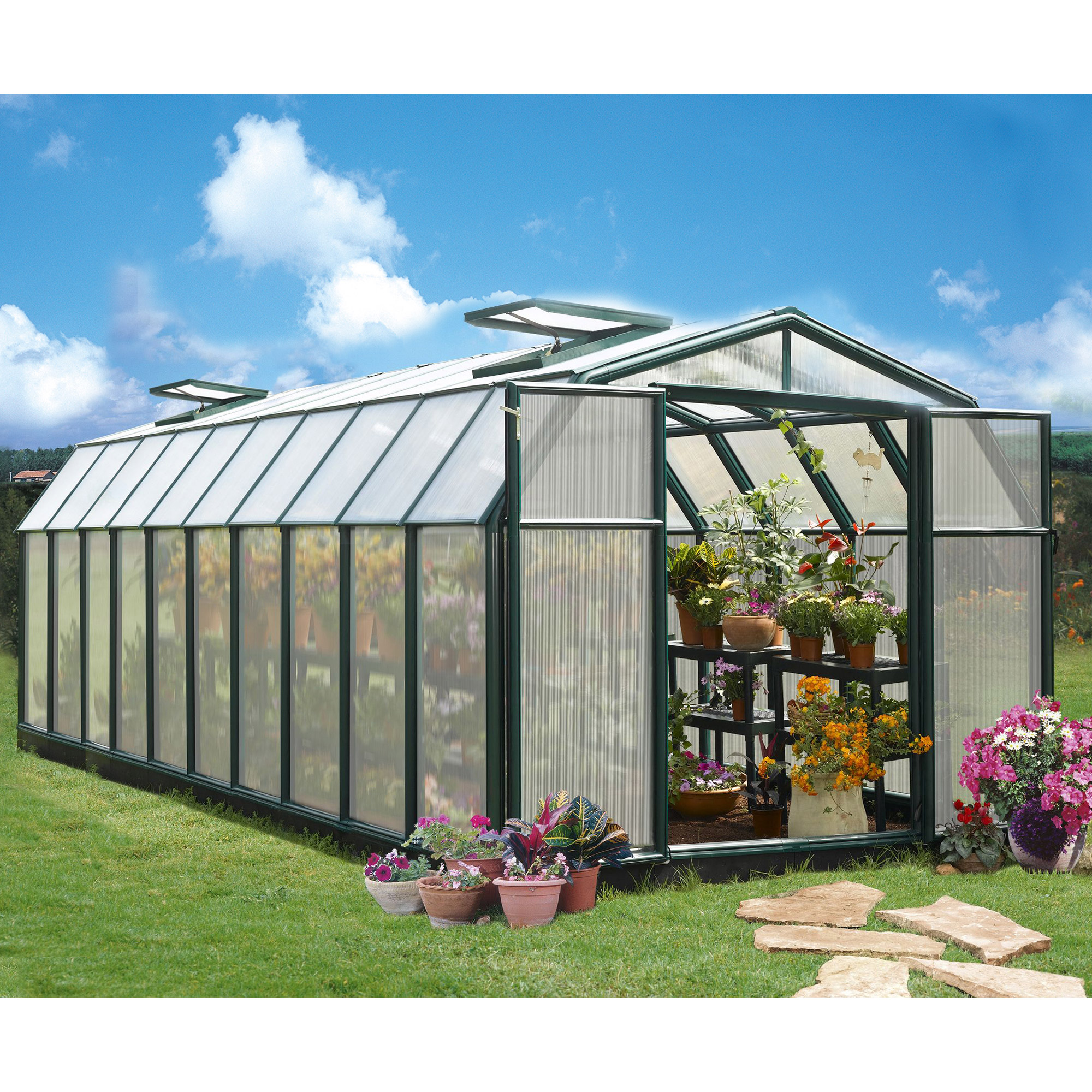 8' x 20' Palram Canopia Rion Hobby Gardener Large Green Greenhouse (2.66m x 6.41m)