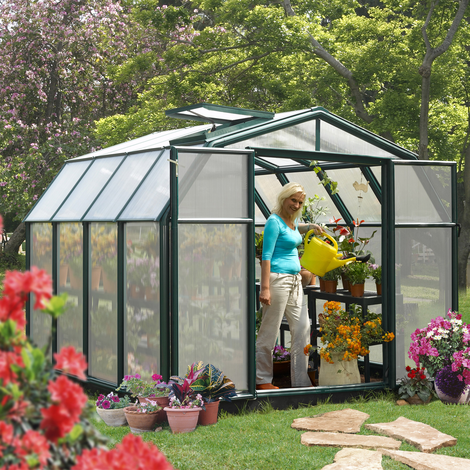 8' x 8' Palram Canopia Rion Hobby Gardener Green Greenhouse (2.4m x 2.4m)