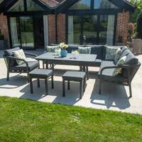 Bracken Outdoors Antigua Rope Aluminium L Shape Corner Sofa Set with Dining Table and Chair