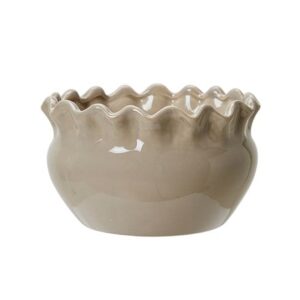 Frill ceramic plant bowl - beige