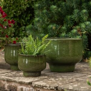 Glazed ceramic planter - khaki