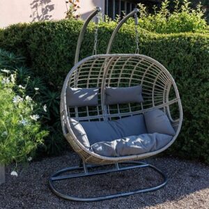 Grey weave hanging chair - double