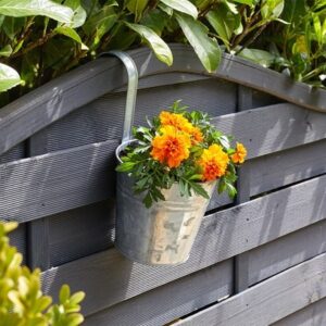 Hanging metal pot planter - galvanised