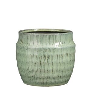 Ribbed textured indoor plant pot - mint green