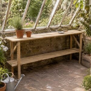 Wooden greenhouse staging 2 tier - long